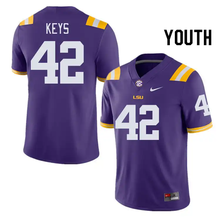 Youth LSU Tigers Davhon Keys #42 Purple NCAA Football Jersey